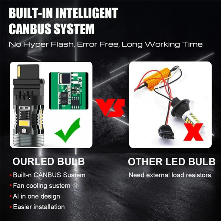 White/amber Switchback 28W LED Bulbs Error Free Canbus 3157