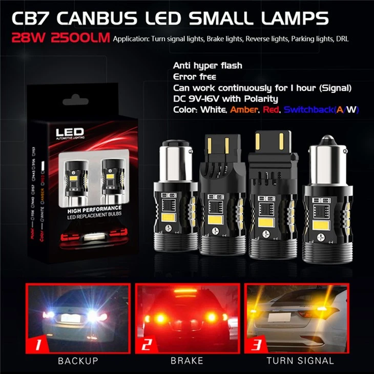 White/amber Switchback 28W LED Bulbs Error Free Canbus 3157